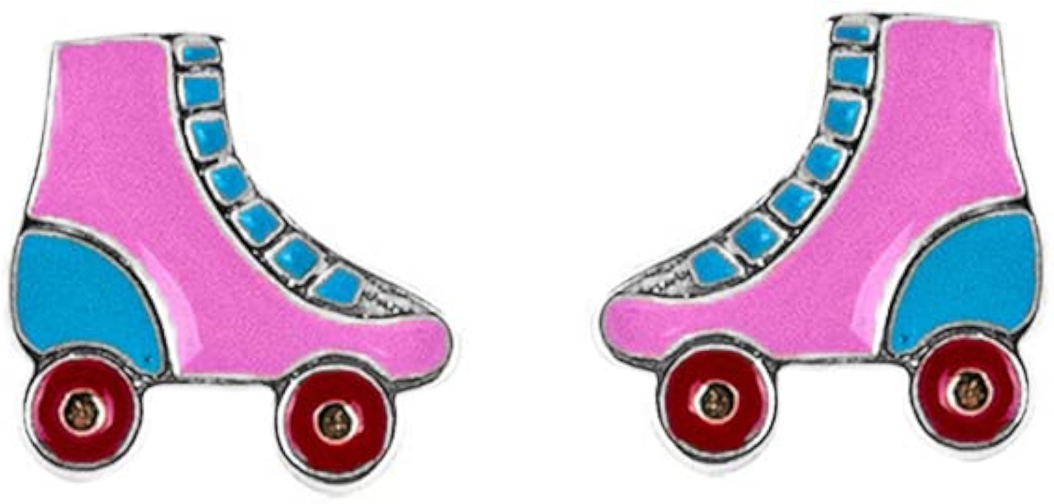 Colorful Roller Skate 925 Sterling Silver Stud Earrings Enamel Ice Skating Shoes Cartilage Tragus Piercing Hypoallergenic Sleeper Studs Roller Derby Skater Earring Fashion Jewelry Gifts for Women Girls