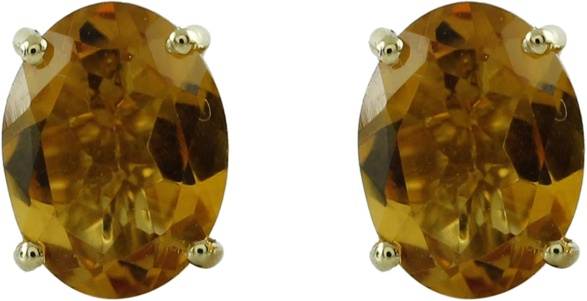 Carillon Stunning Citrine Natural Gemstone Oval Shape Stud Engagement Earrings 925 Sterling Silver Jewelry | Yellow Gold Plated