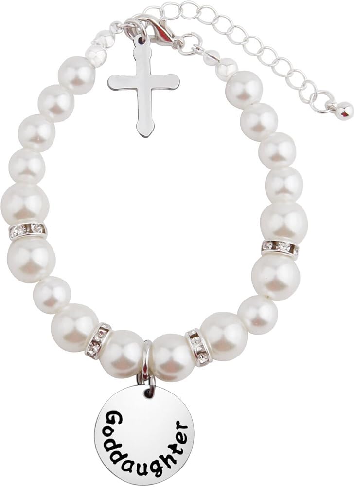 KUIYAI Goddaughter Pearl Bracelet First Communion Bracelet Christening Gift