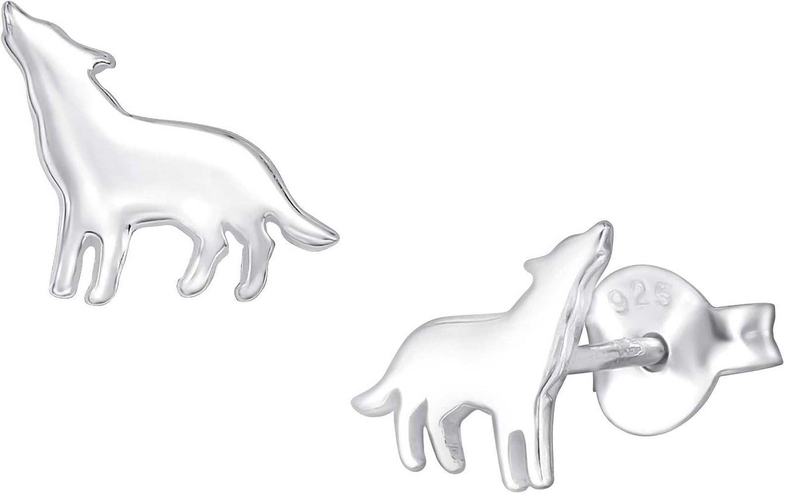 7mm Wolf 925 Sterling Silver Studs Small Tiny Animal Earrings