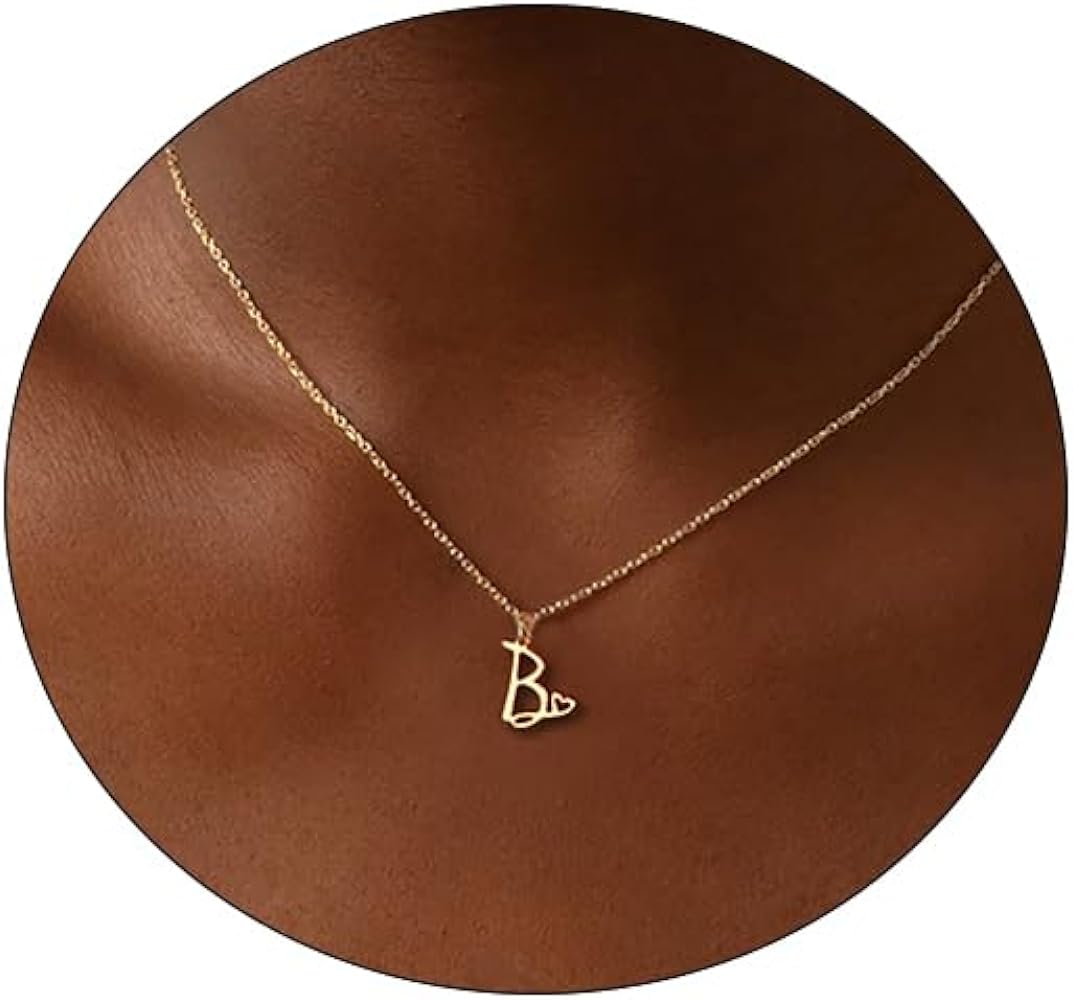 CAROVO Initial Necklaces for Women, Dainty 14K Gold/Silver Letter Pendant Necklace Trendy Simple Cute Necklaces Monogram Name Choker Necklace Jewelry Gift