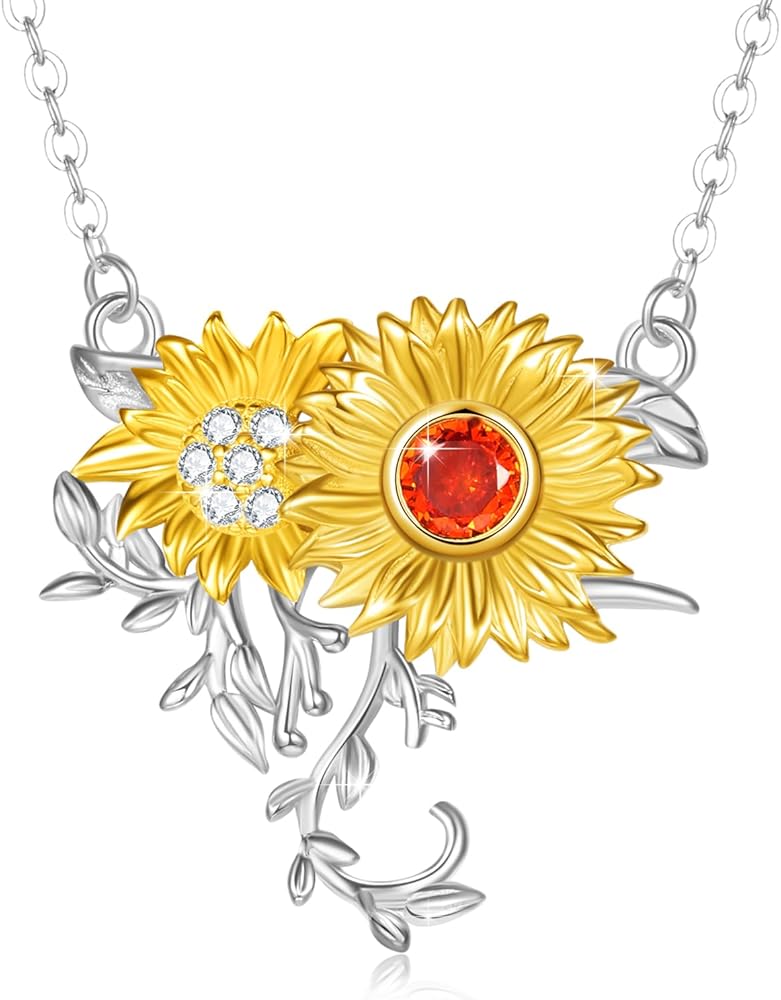 Cuoka You Are My Sunshine Necklace - Inspirational Romantic Sunflower Floral Necklaces Pendant Womens Jewelry Birthday Christmas Gift for Her Mom Wife Bestfriend Girlfriend