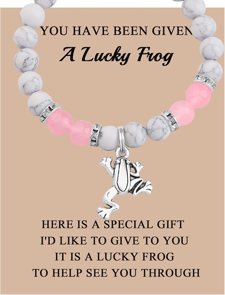 MAOFAED Lucky Frog Gift Frog Gemstone Beaded Healing Bracelet It Is A Lucky Frog To Help See You Through