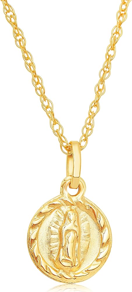 KIDS COLLECTION, Virgin Mary Pendant Necklace, 14kt Gold, 16"