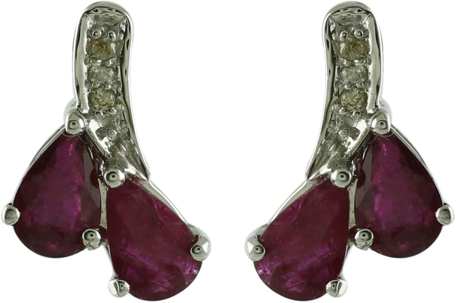 Carillon Ruby Natural Gemstone Pear Shape Stud Anniversary Earrings 925 Sterling Silver Jewelry