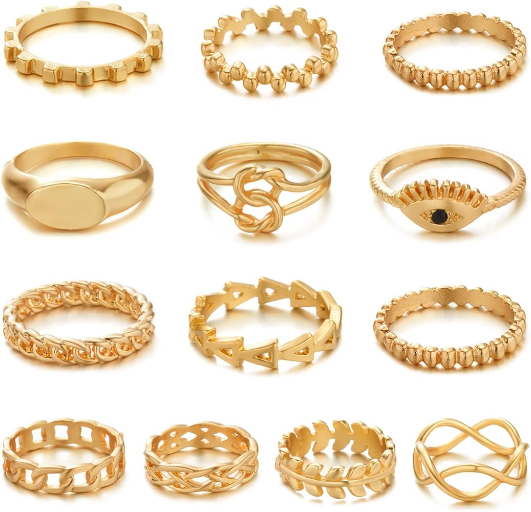 RINHOO FRIENDSHIP 20Pcs Gold knuckle rings Set for Women Vintage Stackable Finger Rings Hollow Out Boho Retro Evil Eyes Midi Rings cute ring sets for Teen Girls Gift