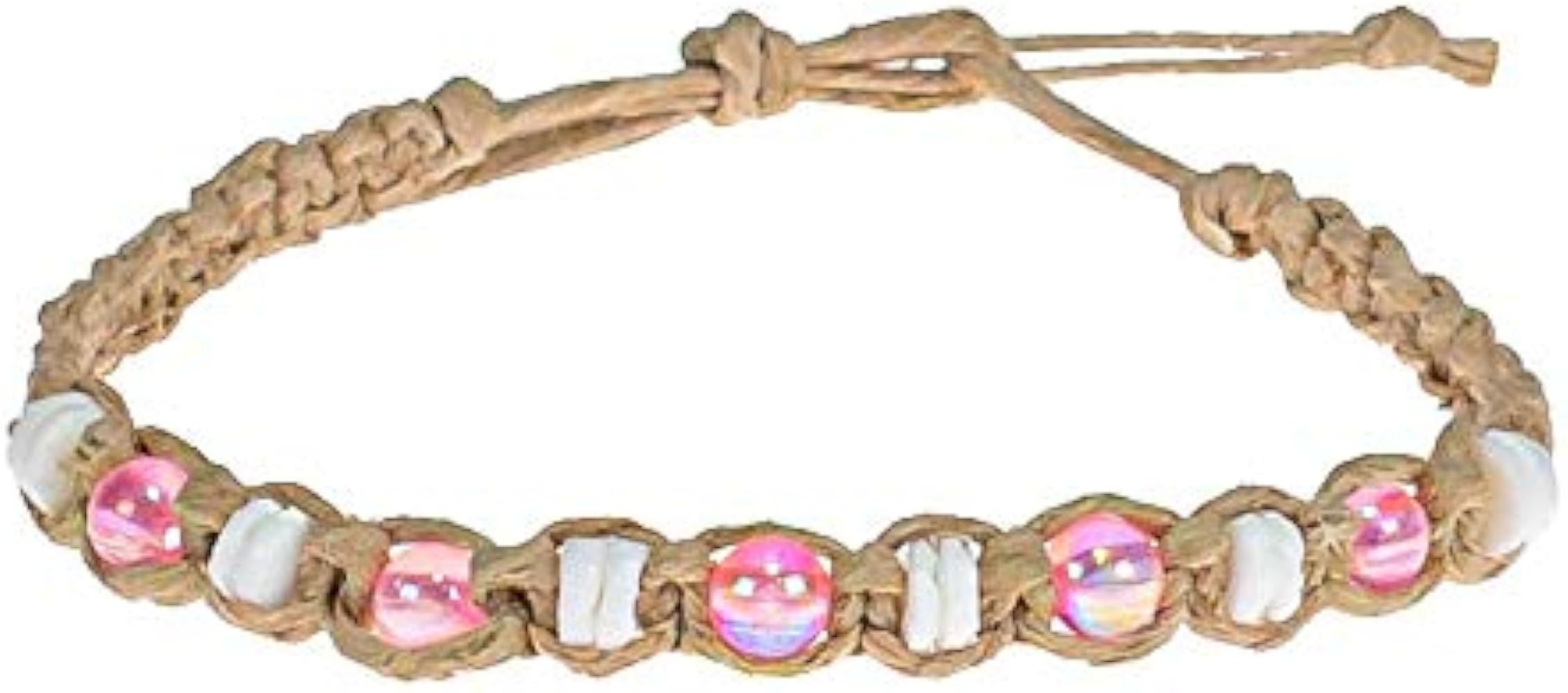 BlueRica Hemp Anklet with Puka Shells & Glowbeads