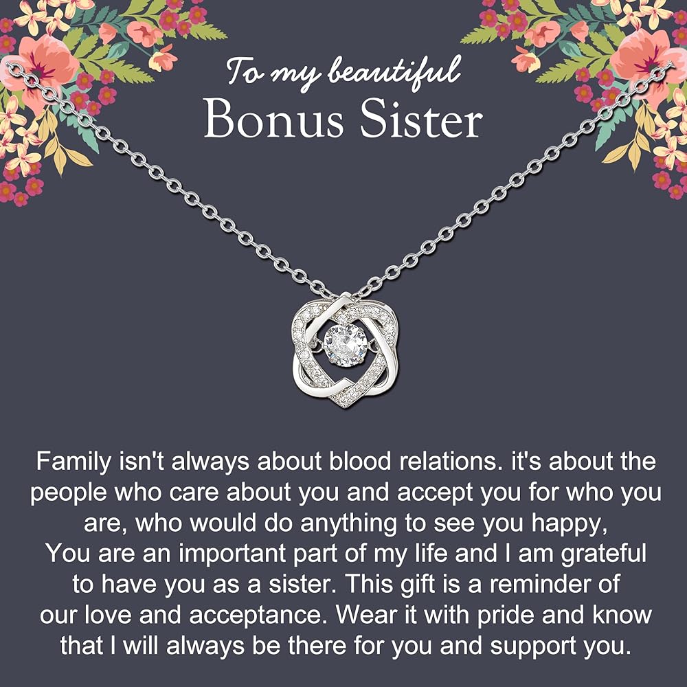 Sister Gifts, Sterling Silver Interlocking 2 Hearts Necklace for Sister in Law, Sister in Law Birthday Gift for Bonus Sister, Unbiological Sister Gifts, Christmas Jewelry