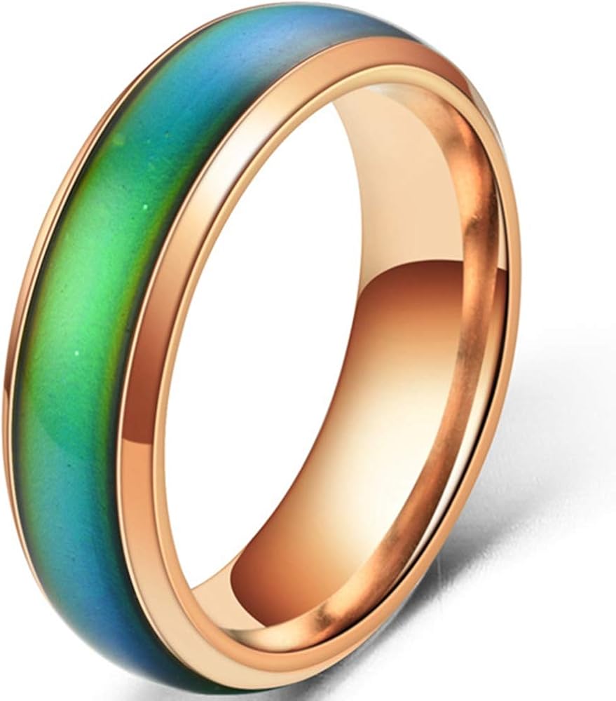 Jude Jewelers 4mm Stainless Steel Temperature Sensative Color Changing Wedding Band Mood Ring