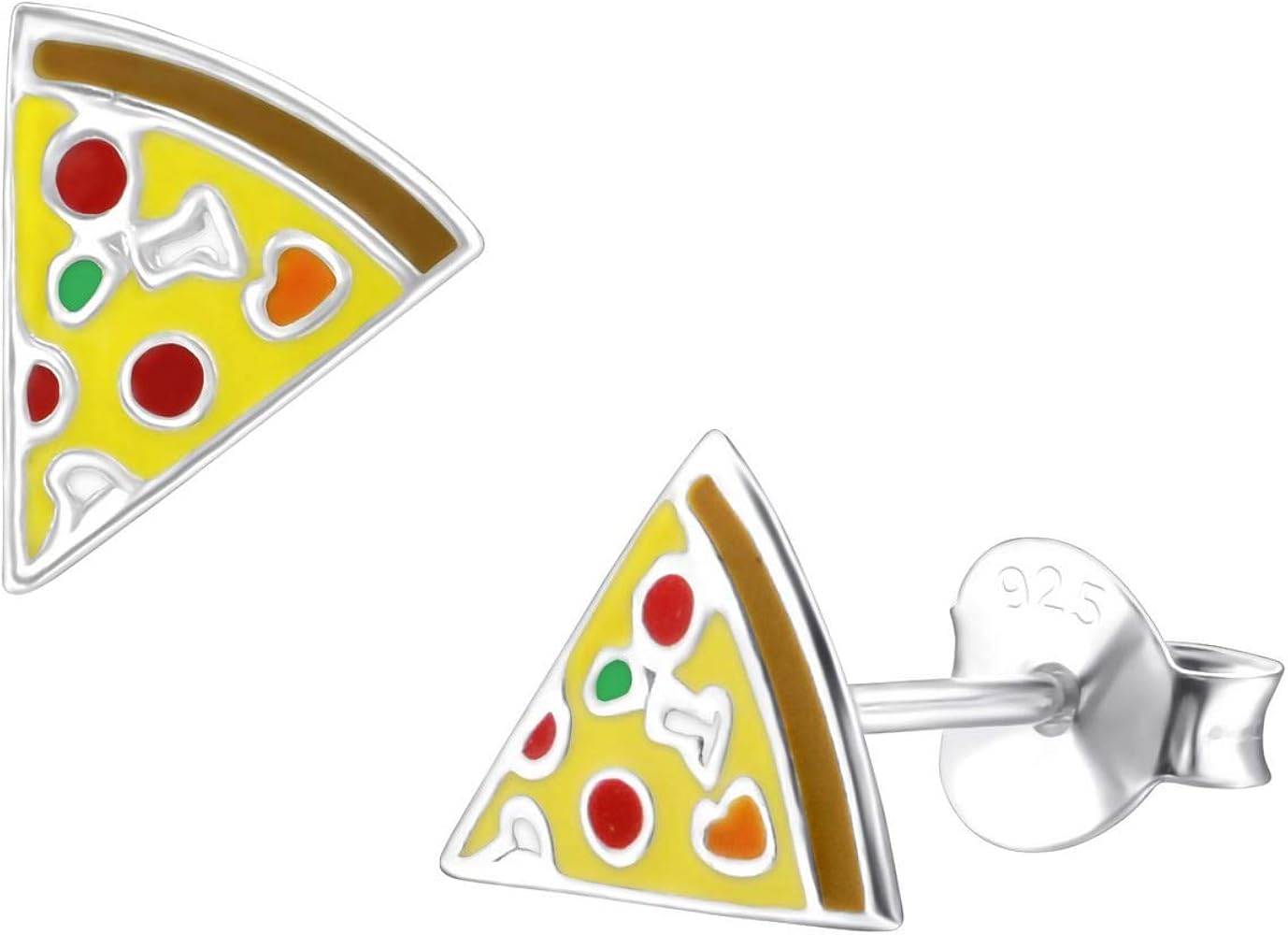 925 Sterling Silver 8mm Pizza Studs Earrings Push Back Jewelry