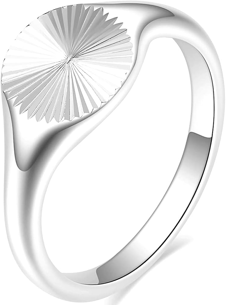 Jude Jewelers Stainless Steel Round Signet Style Sunshine Pattern Cocktail Party Promise Statement Holiday Ring