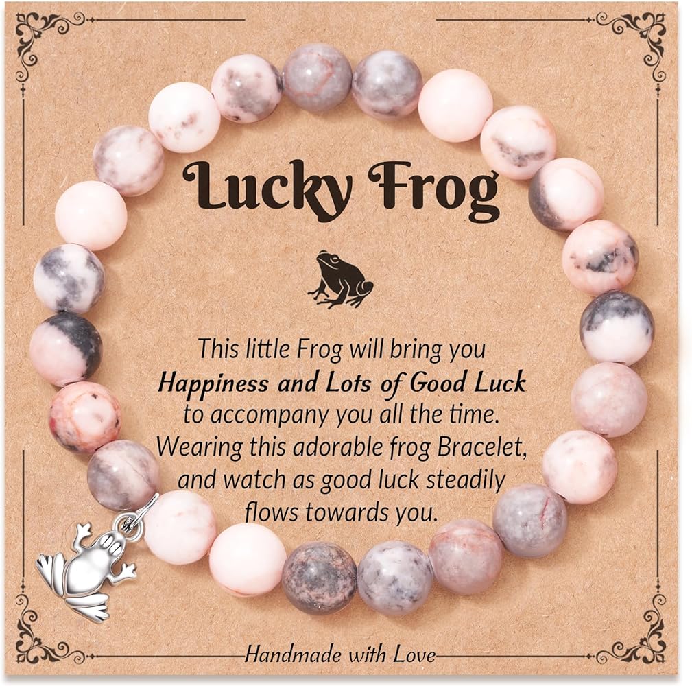 Frog Gifts for Girls Women, Natural Stone Bracelets, Frog Stuff Christmas Gifts for Women and Girls