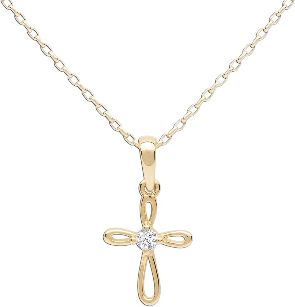 Cherished Moments Girl's Sterling Silver First Communion Infinity Cross Pendant Necklace with CZ