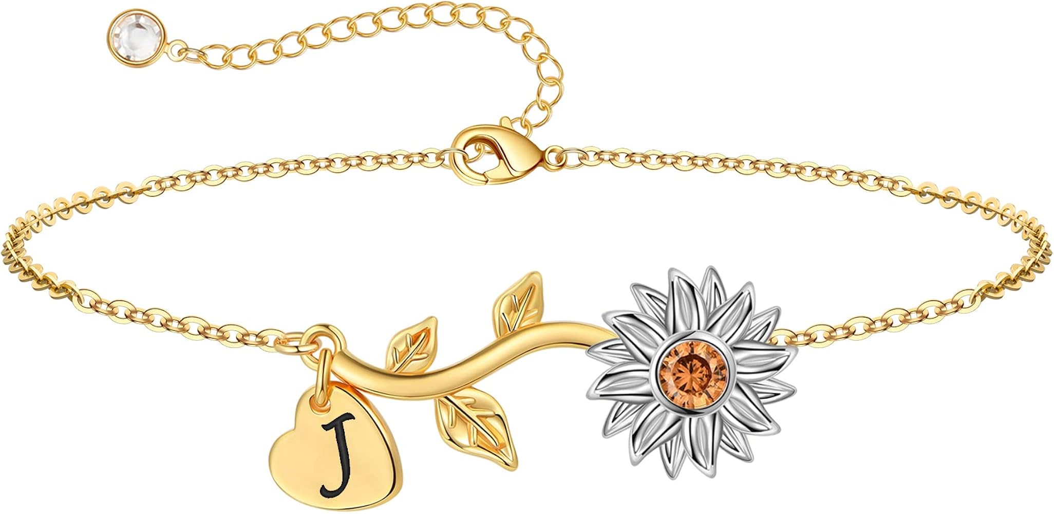 Anoup Gifts Under 25 Dollars - Initial J Bracelets for Girls, Sunflower Gifts | Small Gifts for 6 7 8 9 10 11 12 Year Old Girls | Teen Girl Gifts Trendy Stuff | Gold Bracelets for Girls