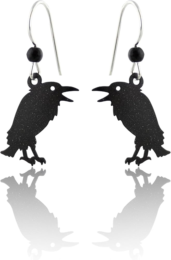 Hand Painted Bird Dangle Earrings, Sterling Silver Ear Wires, Earrings for Women