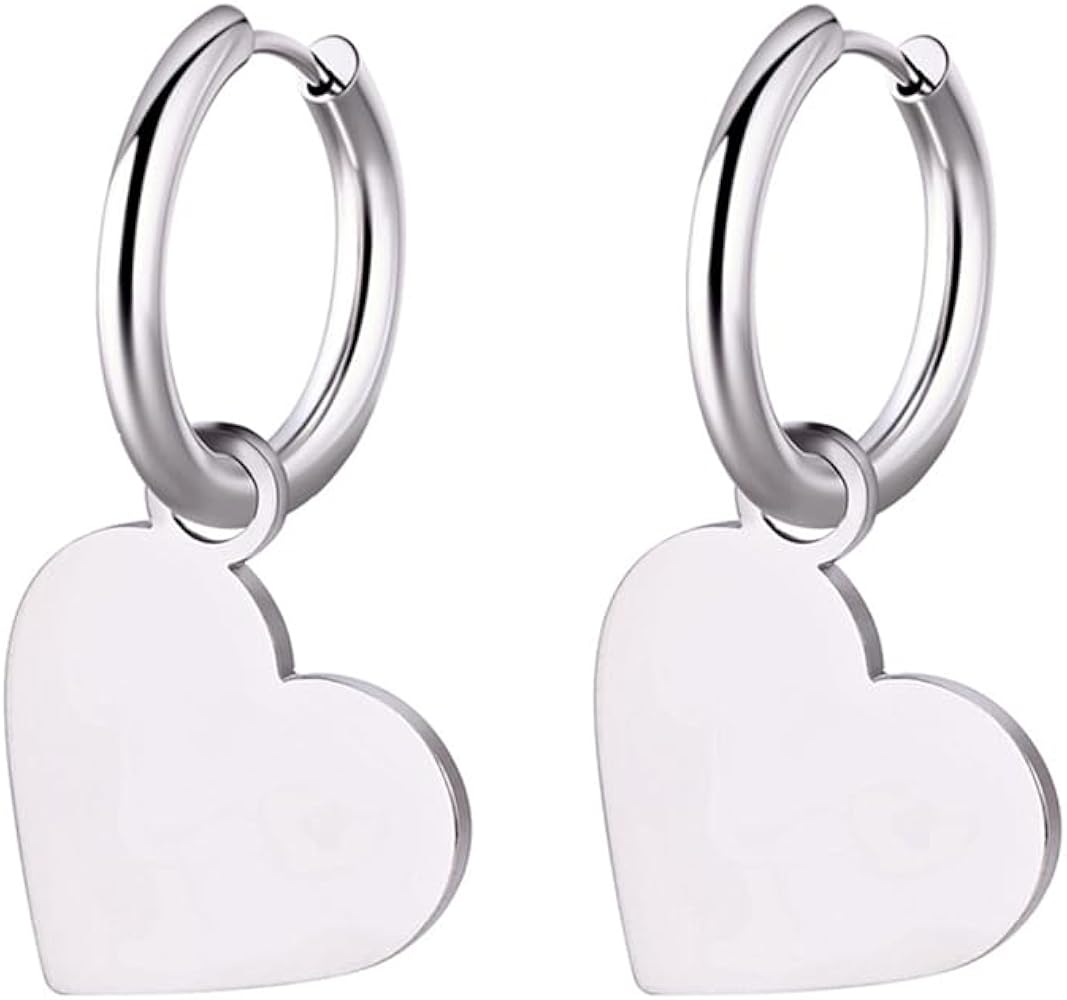 Heart Hoop Earrings for Women Stainless Steel Gold Silver Plated Minimalist Mini Heart Shaped Earring Hoops Charm Huggie Hinged Small Statement Pierced Jewelry Valentine's Day Gifts for Girls