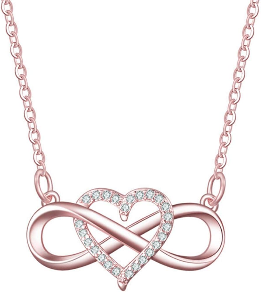 Jude Jewelers Silver Plated Heart Infinity Charm Statement Promise Wedding Anniversary Collar Necklace