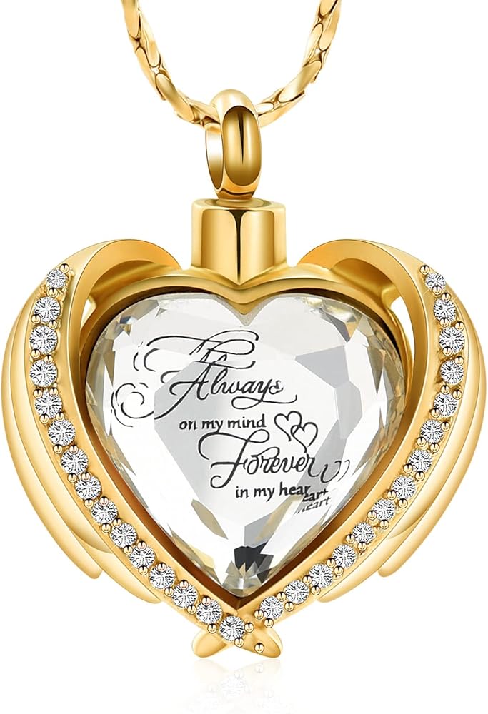 Imrsanl Cremation Jewelry for Ashes Pendant - Crystal Heart Urn Necklace with Mini Keepsake Urn Memorial Ash Jewelry