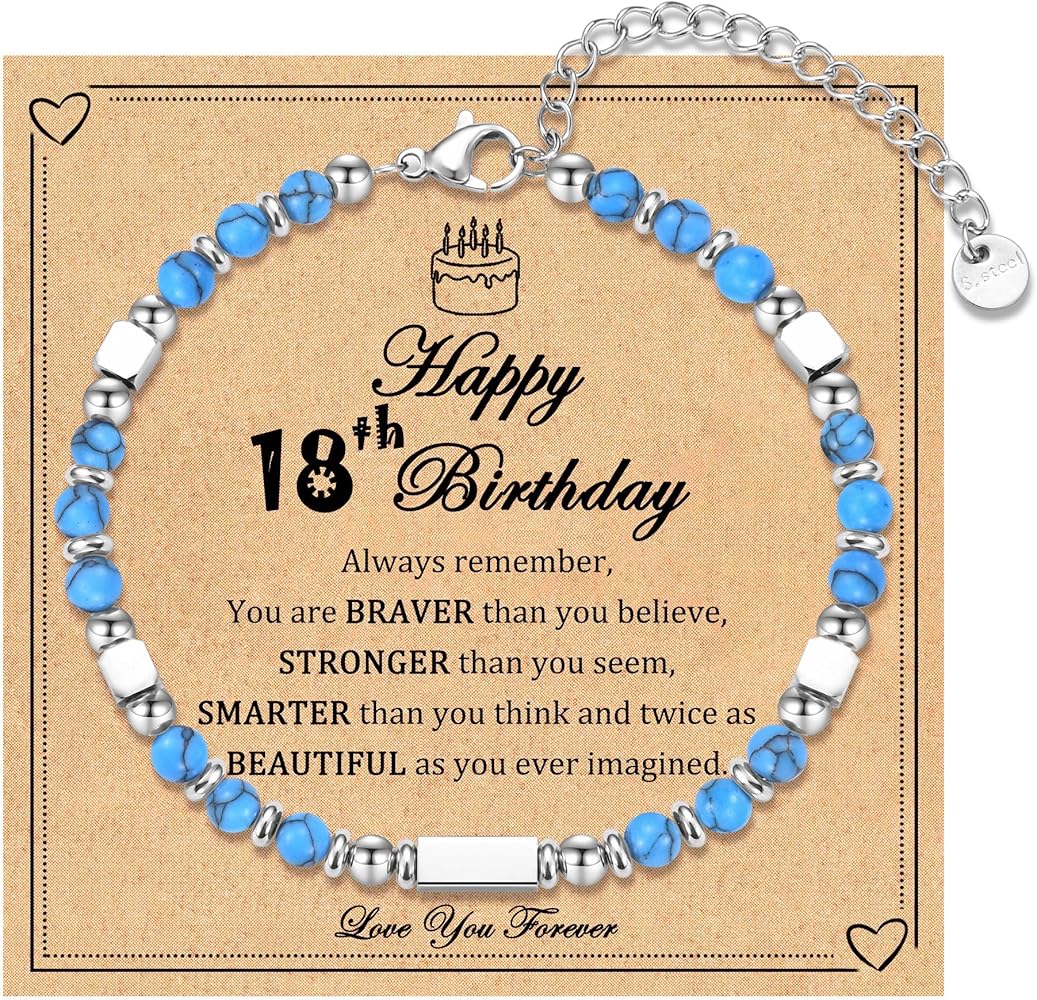 6-21 Years Old Girls Birthday Gifts, Tiny Beaded Bracelets Gifts for Daughter Granddaughter Niece Friends with Happy 6th-21st Birthday Card