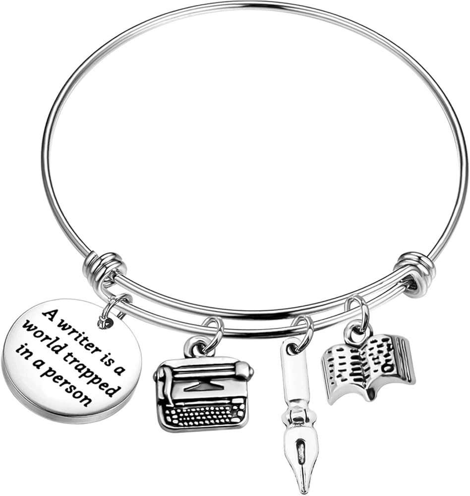 Writer Gift Writer Charm Bracelet A Writer Is A World Trapped In A Person Literary Gift For Author Novelist Writing Jewelry For Her