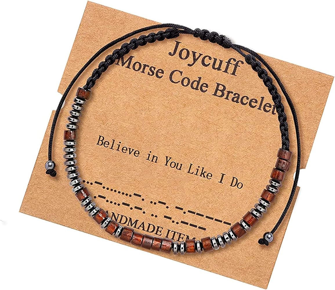 JoycuFF Morse Code Bracelet for Women Men Inspirational Bracelet Gift for Women Mom Daughter Grandma Best Friends