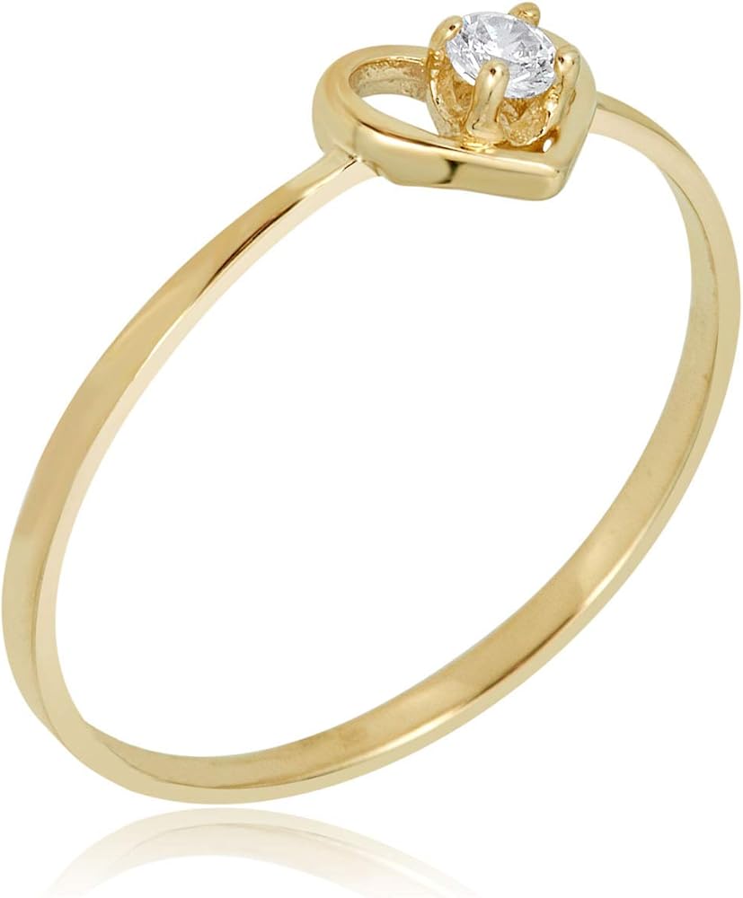 AVORA 10K Gold Simulated Diamond CZ Open Heart Ring