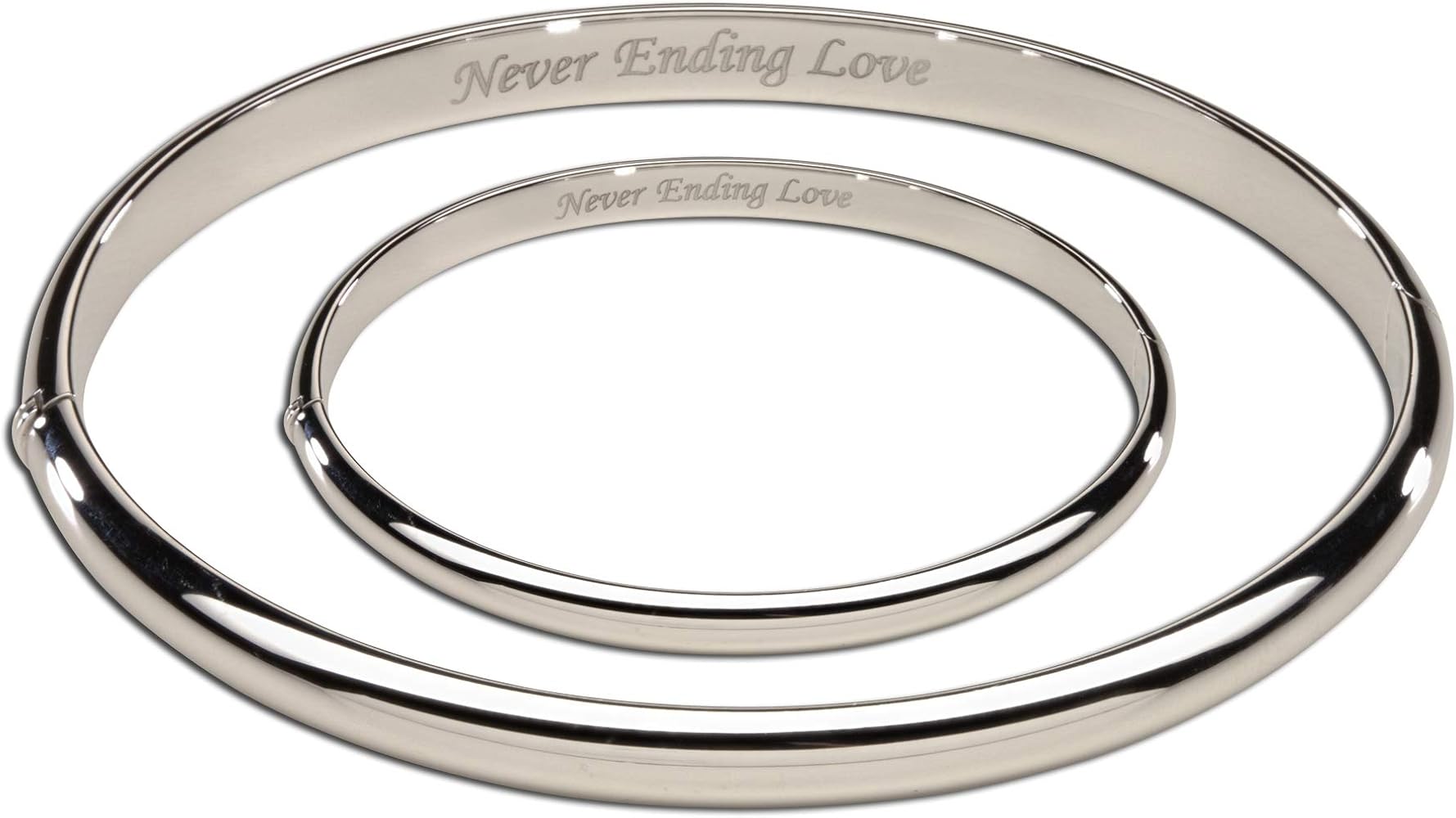 Cherished Moments Sterling Silver Mom and Me Bangle Set with Never Ending Love Inscription for Mother and Daughter