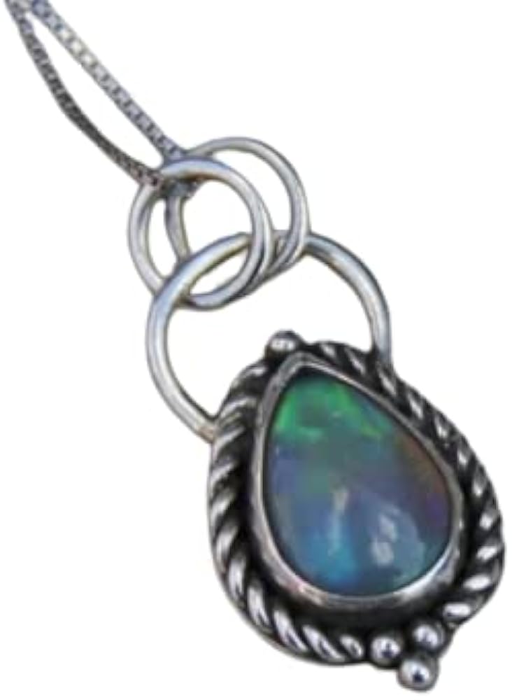 925 Sterling Silver Natural Pear Ethiopian Fire Opal Pendant Gemstone Jewelry