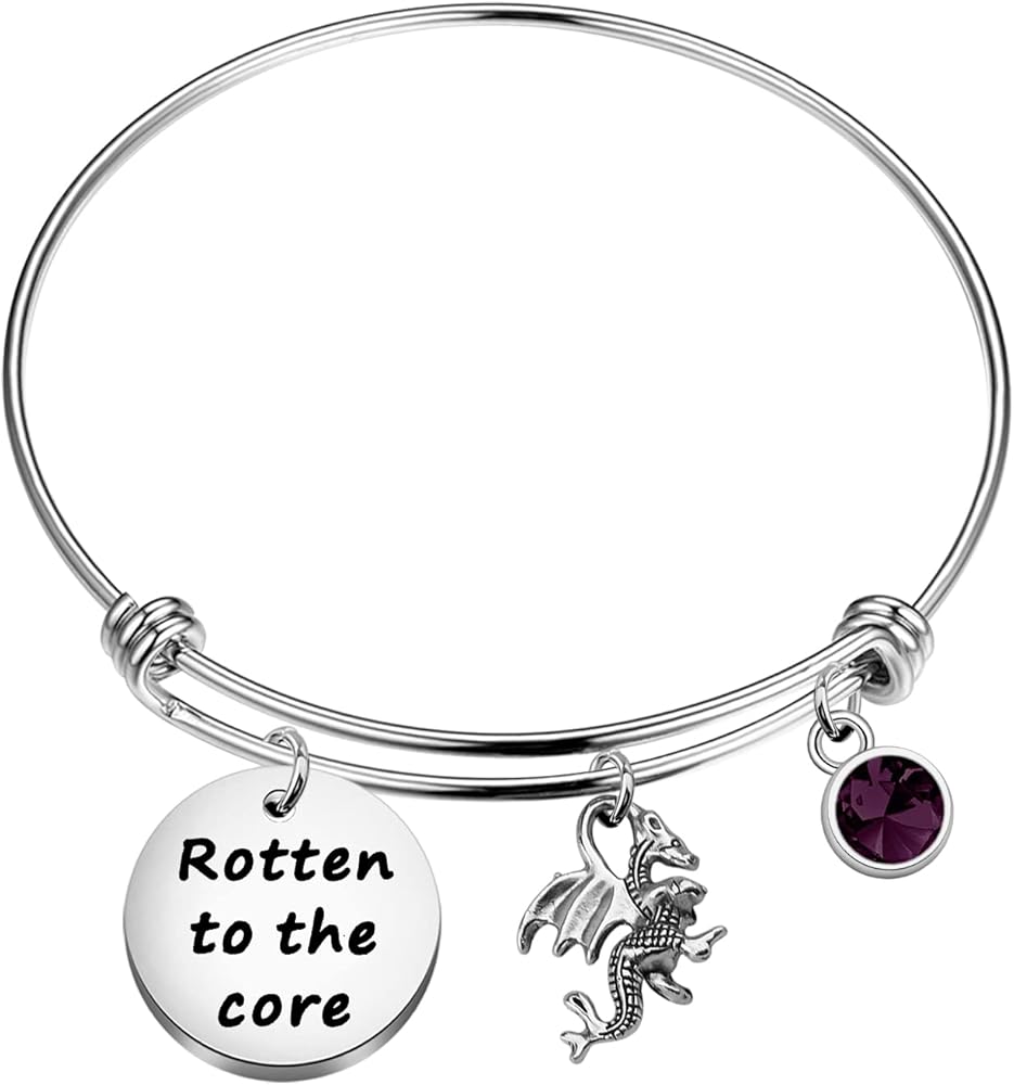 Evil Queen Movie Inspired Jewelry Mal Dragon Bracelet Rotten to The Core for Fans BFF Jewelry