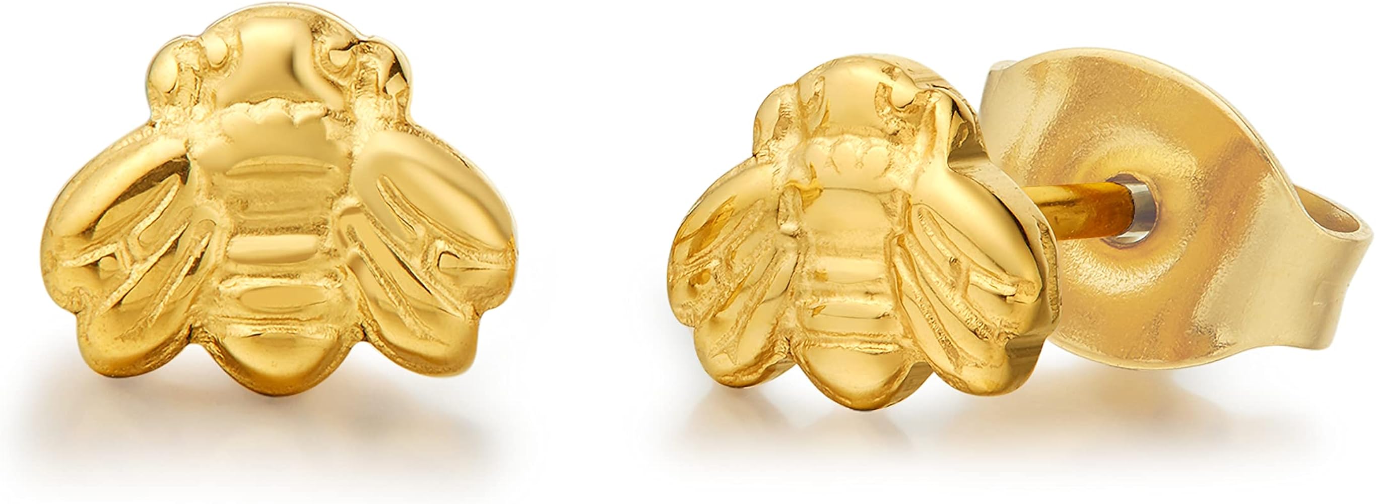 Pure Titanium Hypoallergenic Earrings Little Bee Studs，Implant Grade,Suitable for Sensitive Ears