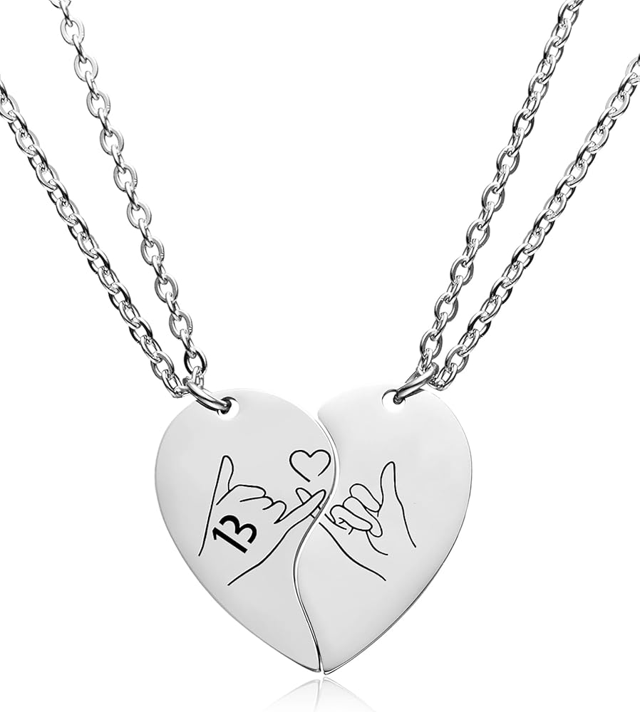 TS Heart Hands Gesture BFF Matching Necklaces 2 Outfits Jewelry Accessories Friendship Stuff Inspirational Merch Gift for Music Lover Teen Girls Bestie Sisters.