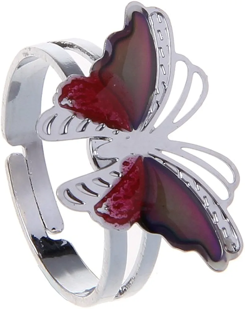 Colorful Butterfly Mood Ring Temperature Emotion Feeling Rings for Women Kids