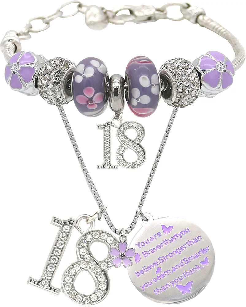 18th Birthday, 18th Birthday Gift, 18th Birthday Girl Gifts, 18th Birthday Necklace, Gifts for 18 years old Girl, 18th Birthday charm Bracelet, Gift for 18 year old Girl, 18th Birthday Gifts for Girls