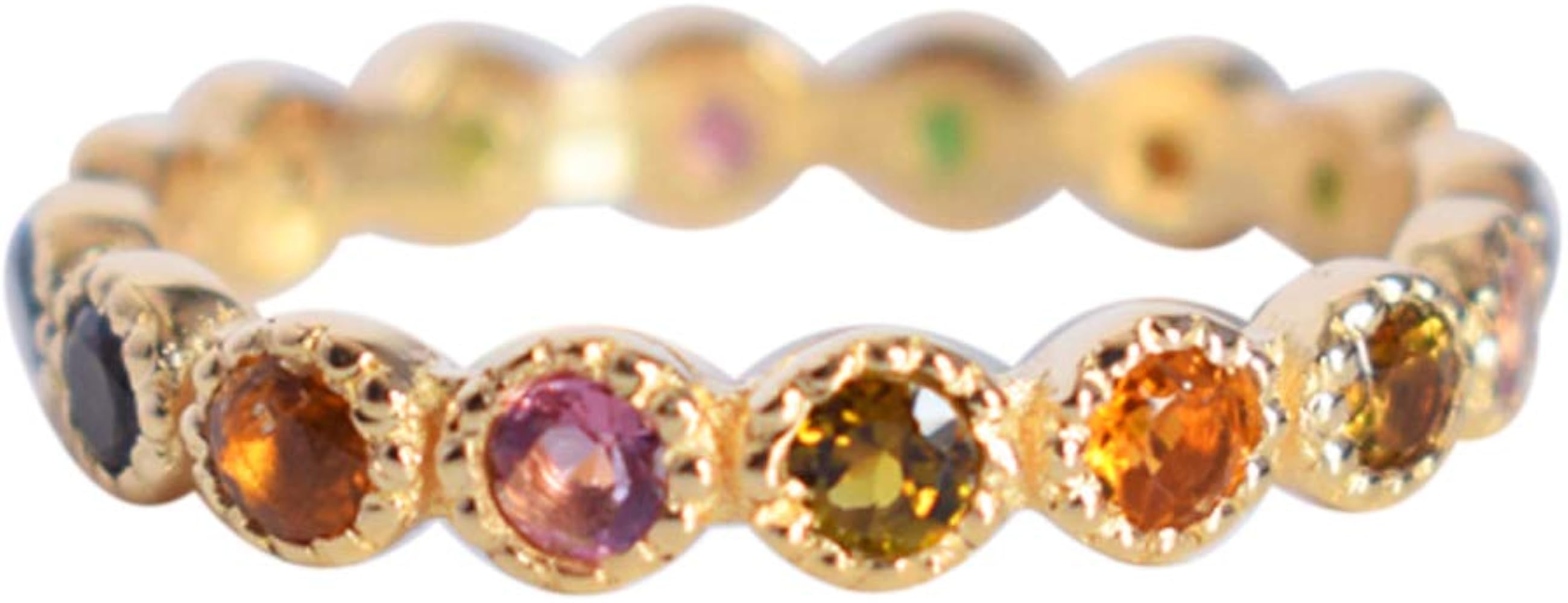 Multi Gemstone Colorful Jewelry 925 Sterling Silver Gold Plated Bridal Wear Simple Ring