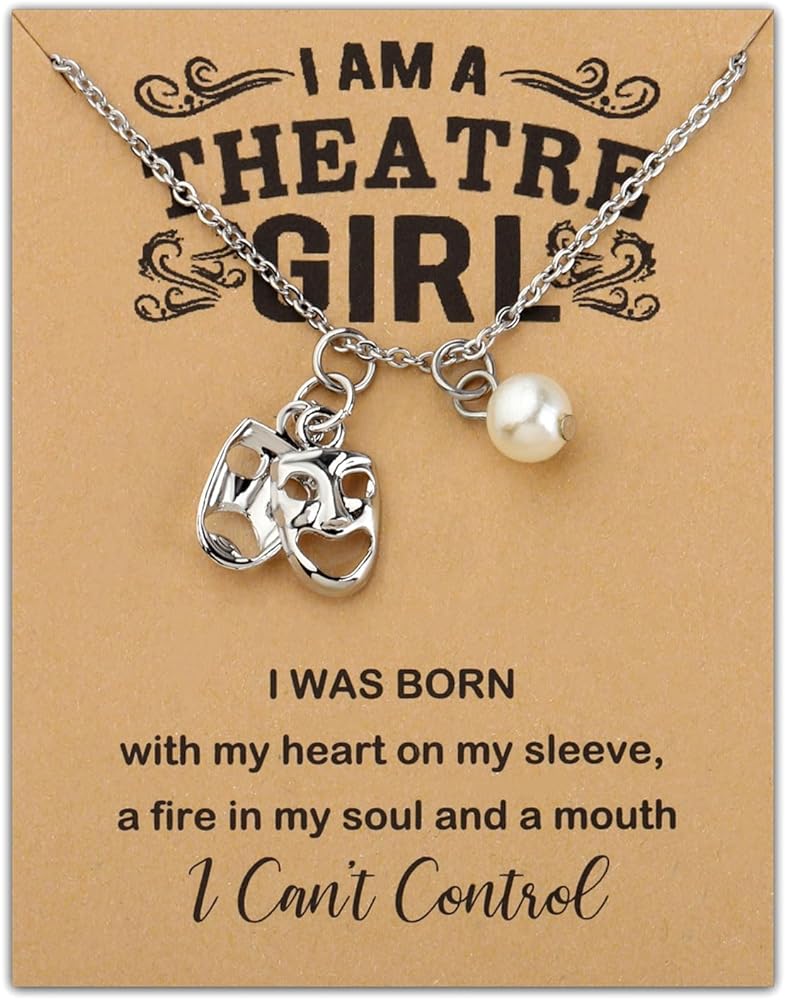 MAOFAED Theatre Musical Gift Comedy And Tragedy Mask Musical Necklace For Her