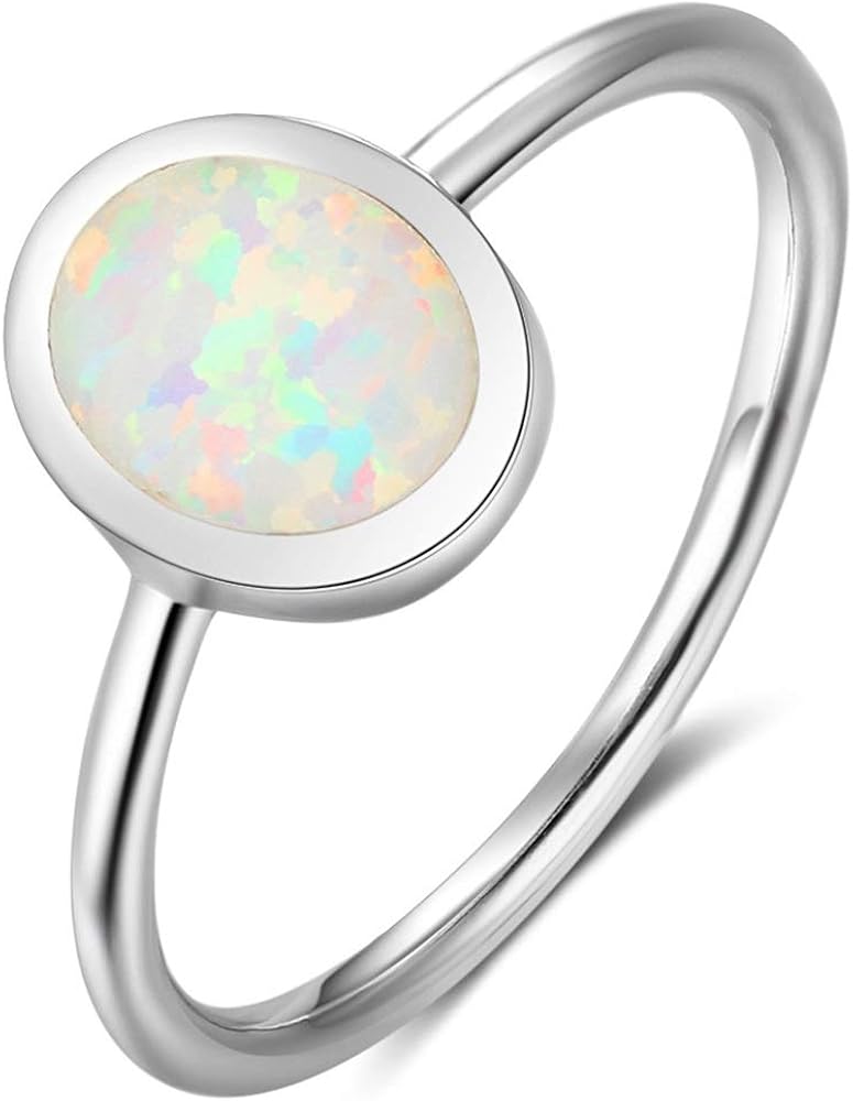 Jude Jewelers Stainless Steel Oval Shape Simulated Fire Opal Wedding Engagement Proposal Ring