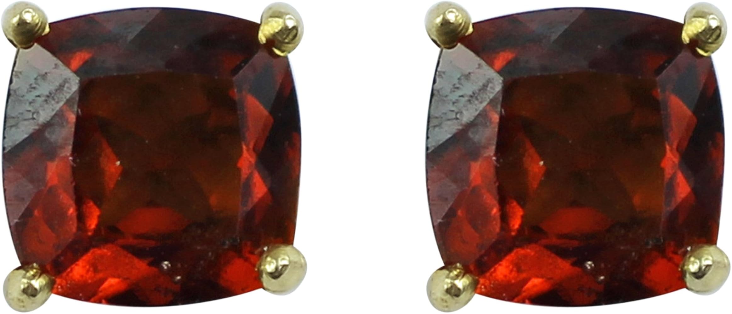 Carillon Stunning Hessonite Natural Gemstone Cushion Shape Stud Engagement Earrings 925 Sterling Silver Jewelry | Yellow Gold Plated