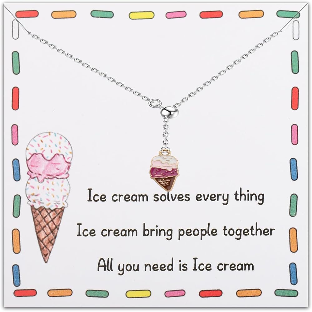 Ice Cream Cone Pendant Necklace All Your Need Is Ice Cream Jewelry Sweet Food Lover Gift Inspirational Graduation Gift