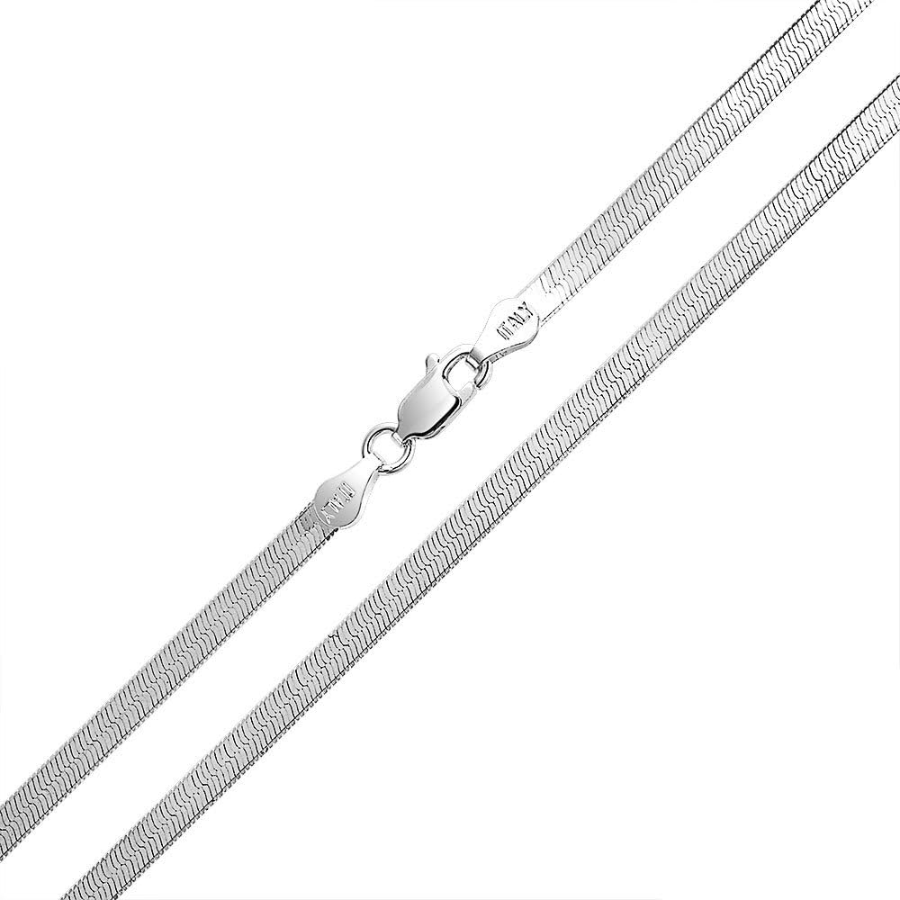 4mm thick solid sterling silver 925 Italian Herringbone chain necklace bracelet anklet with lobster claw clasp jewelry - 15, 20, 25, 30, 35, 40, 45, 50, 55, 60, 65, 70, 75, 80, 85, 90, 95, 100cm