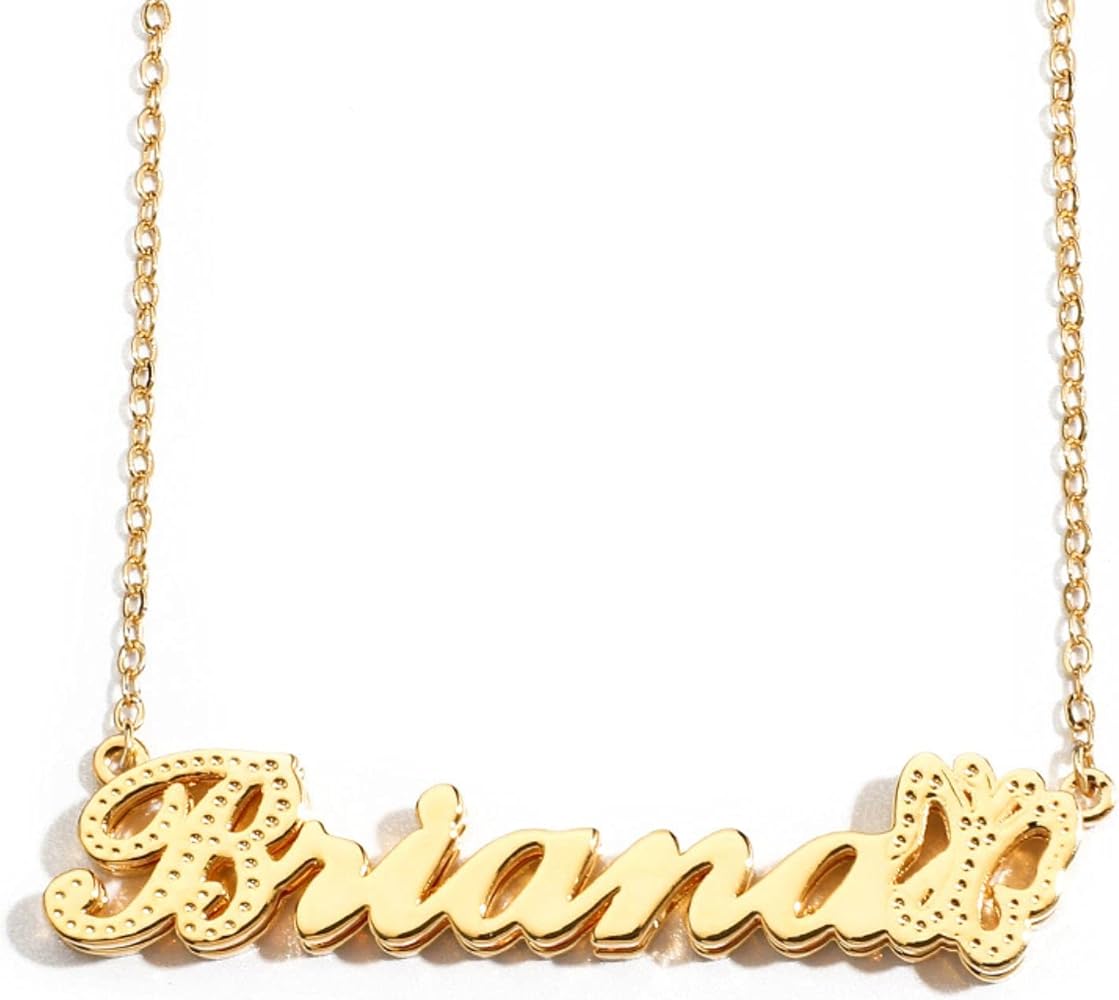 Drawelry Two Tone Customized Name Necklace Personalized 18K Gold Plate Double Plated Heart Made Letter Nameplate Pendant Necklace Valentine's Jewelry Gifts for Women Men