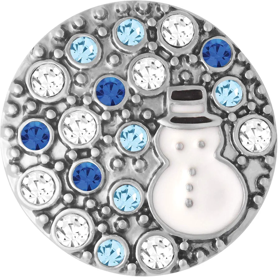 Ginger Snaps Kiss Snowman Charm Accessory | Interchangeable, Customizable & Adjustable Snap Jewelry Collection | Button Charms for Necklaces, Bracelets & Rings | Standard Size | SN19-35