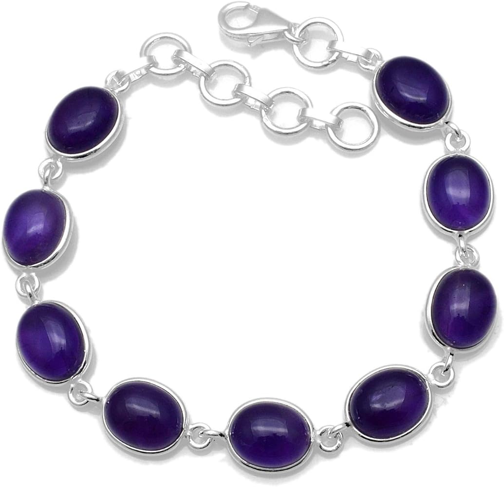 Silver Palace Sterling Silver Natural Gemstone Bracelet for Women and Girls