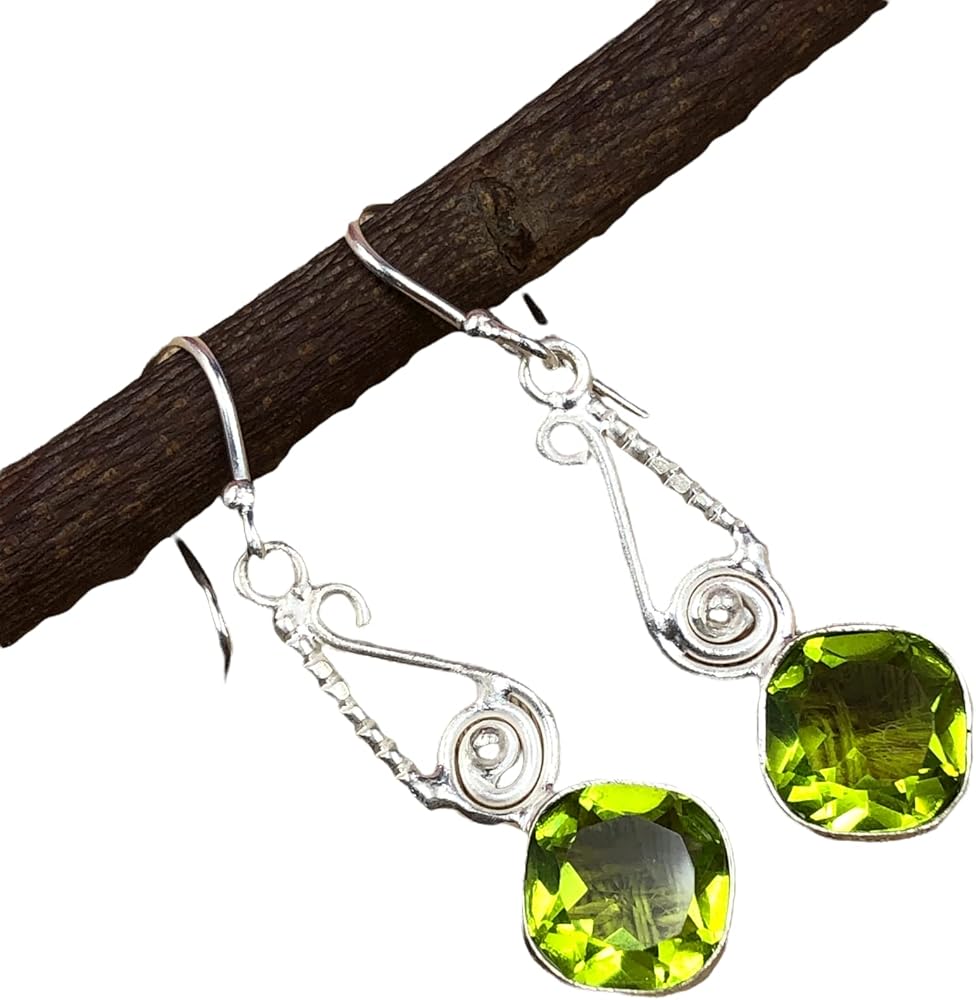 Natural PERIDOT Gemstone 925 Sterling Silver Jewelry Earring,Stylish Earring For Her,Fine Jewelry,Drop & Dangle Earring,Handmade Vintage Earring , Sterling Silver, peridot gemstone