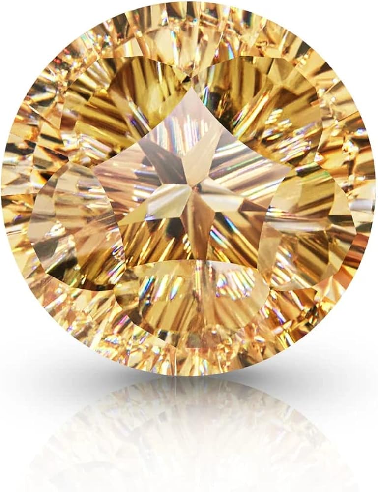 Mois Loose Moissanite 1-100 Carat, Champagne Color Diamond, VVS1 Clarity, Round Pentagram Brilliant Cut Gemstone for Making Engagement/Wedding/Ring/Jewelry/Pendant/Necklace