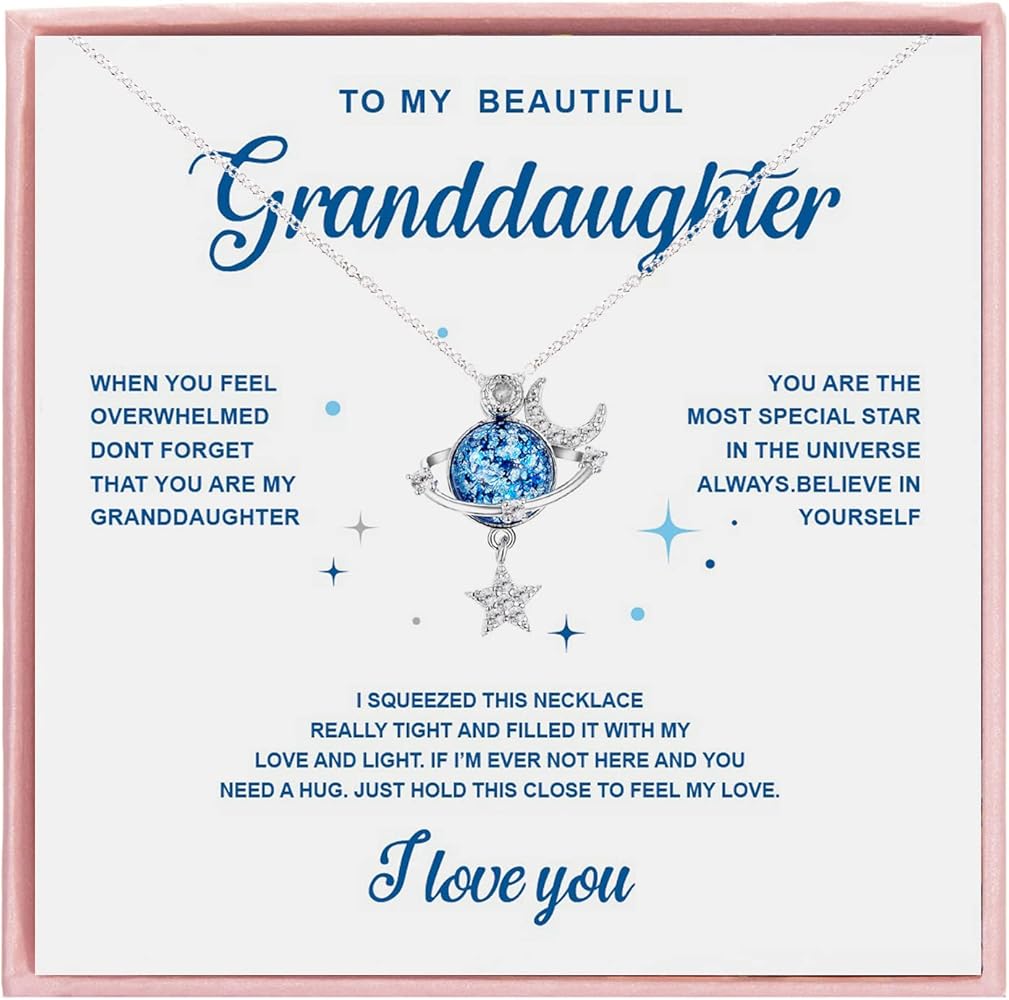 RINHOO FRIENDSHIP To My Beautiful Daughter/Granddaughter Necklace You are The Most Special Star in The Universe Necklace Gift for Daughter/Granddaughter form Mom/Dad/Grandmother/Grandfather