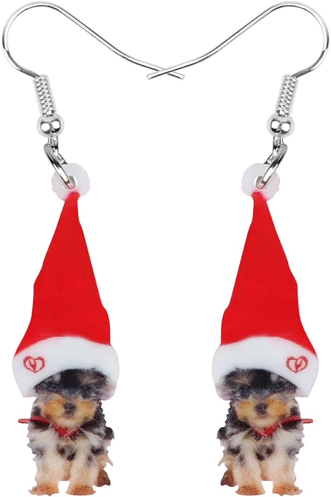 NEWEI Cute Christmas Dog Earrings Dangle Jewelry for Women Festival Accessories Gifts Charms