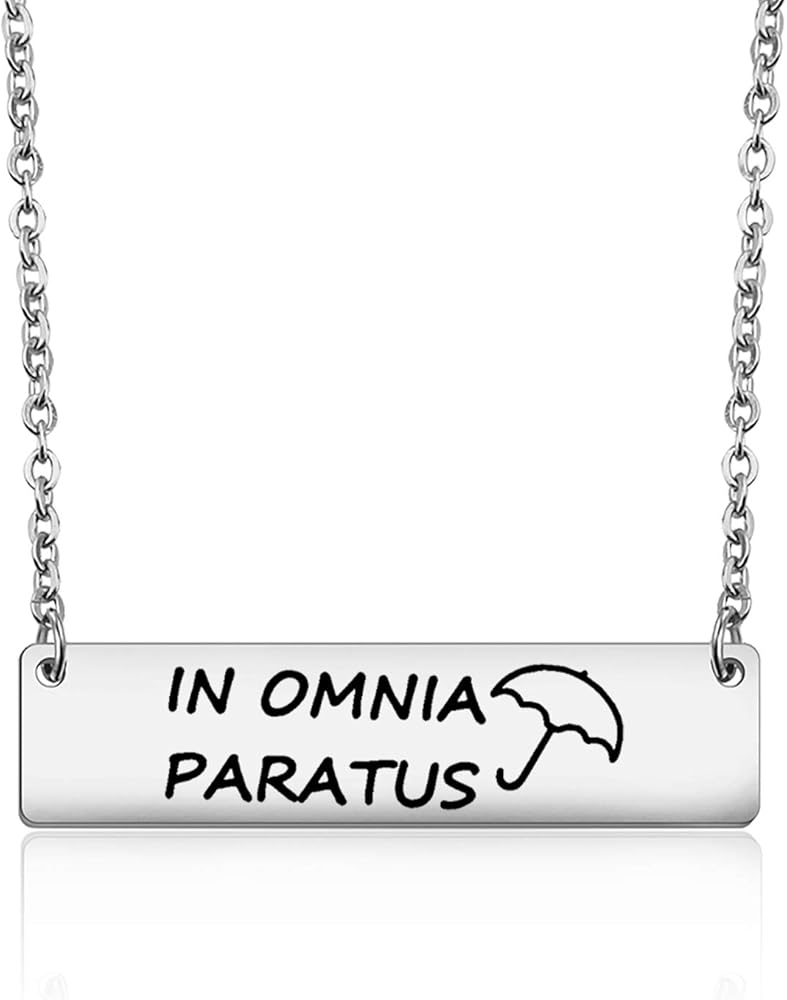 PLITI In Omnia Paratus Bar Necklace Ready for Anything Motivational Gift Umbrella Charm Gifts