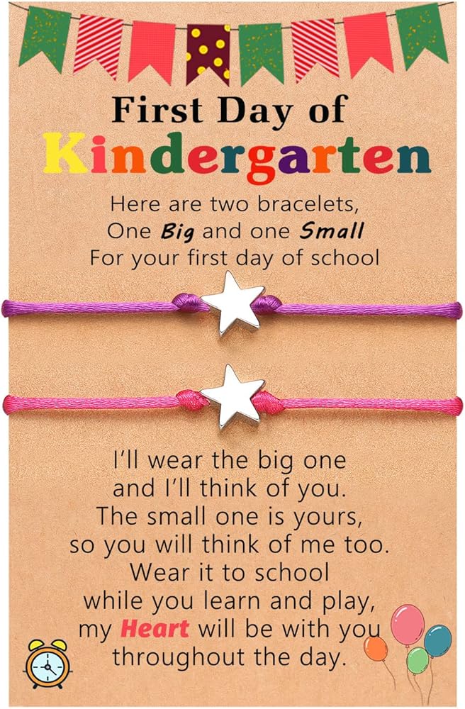 UPROMI First Day of Pre K/Kindergarten/1st Grade/2nd Grade/3rd Grade/4th Grade/5th Grade/6th Grade Gift, Back to School Bracelet Mommy and Me