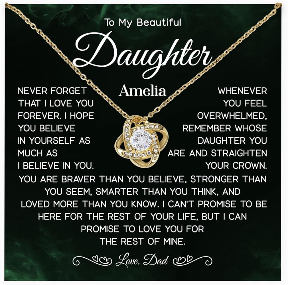 To My Beautiful Daughter Necklace Gift From Dad, Custom Daughter Name Necklacegift From Dad For Daughter, Custom Name Necklace Personalized Message Name On It Necklace Gift, Birthday Gift For My Daughter, Jewelry Necklaces For Daughter With Message Card And box.