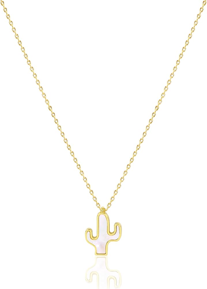 SM Tiny Gold Dipped Charm Necklace Cross | Hamsa | Clover | Cactus Pendant Necklace for Women Teen Girls